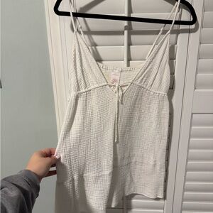 White spaghetti strap Textured cover up dress